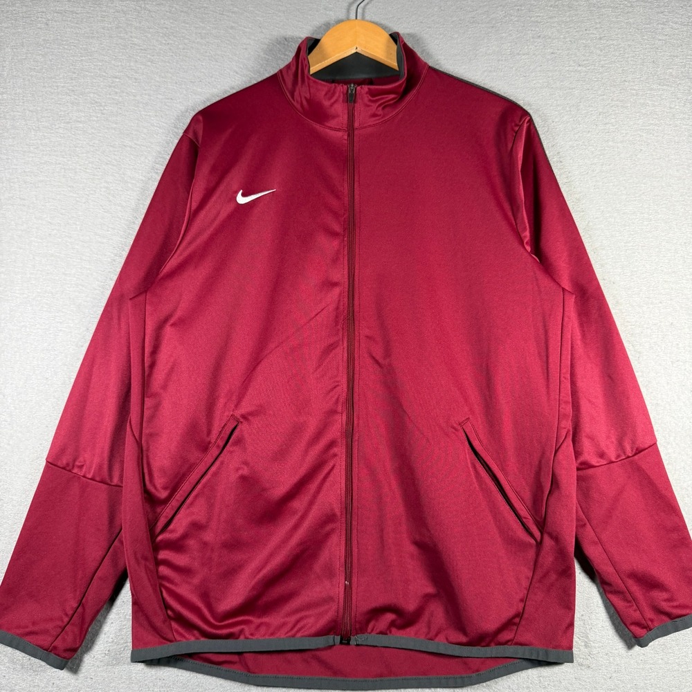 Nike Mens Team Training Full Zip Track Jacket‎ Burgundy Red 835571-693 Large